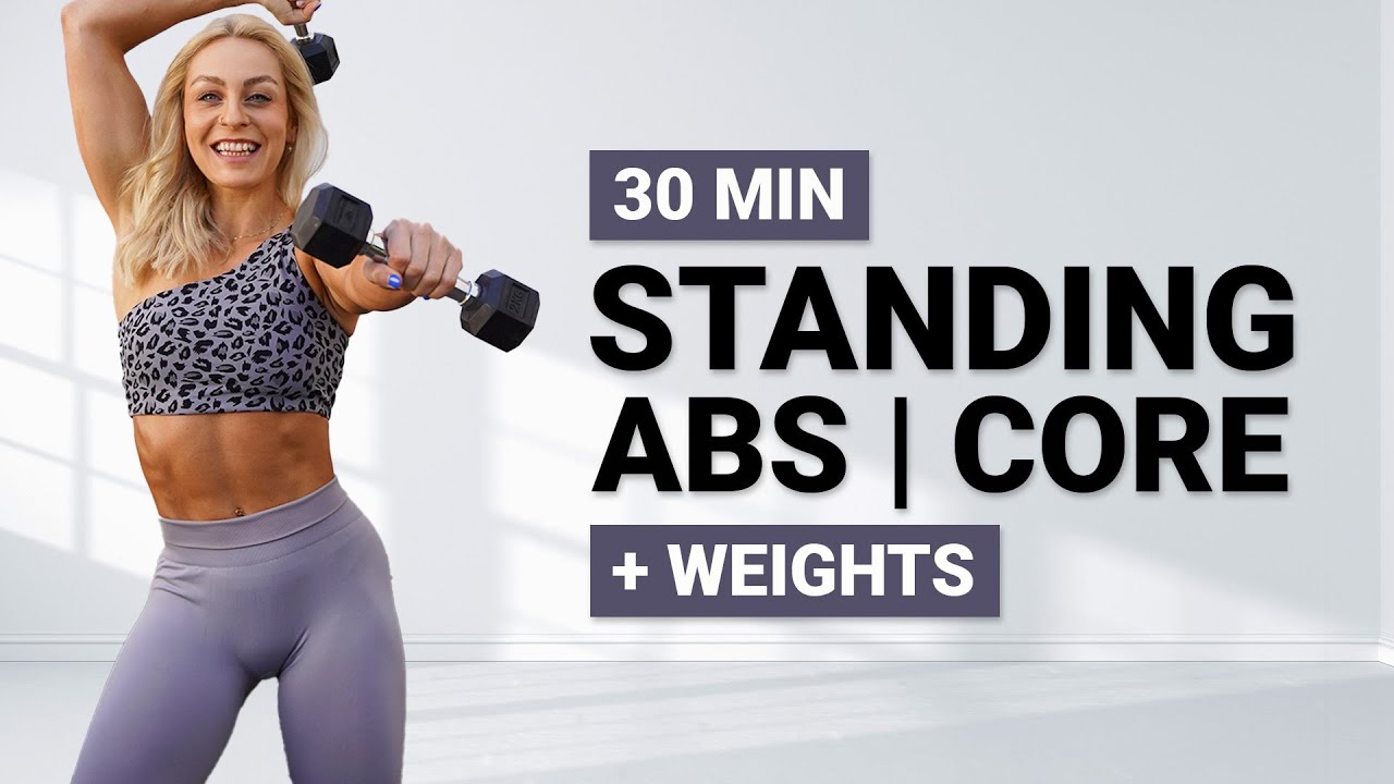 30 MIN STANDING ABS WORKOUT WEIGHTS | Intense Cardio All Standing | Boxing | HIIT | Strong Arms - YouTube