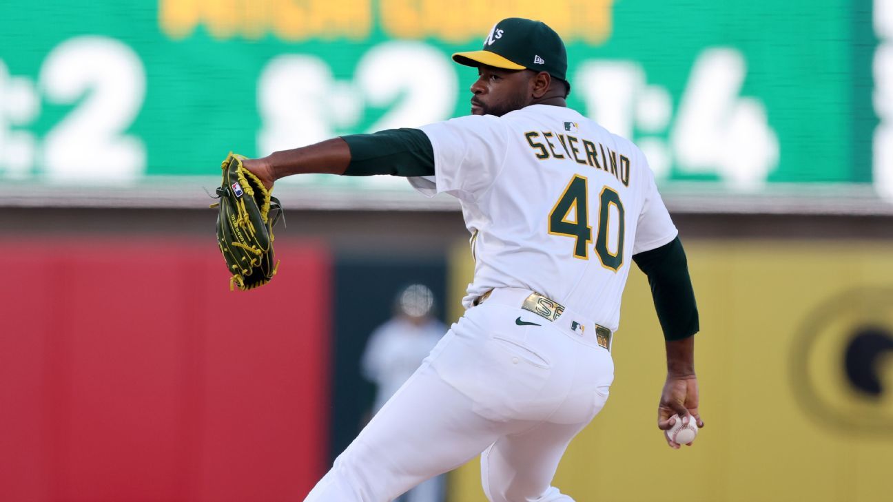 Athletics place RHP Luis Severino on IL with oblique strain