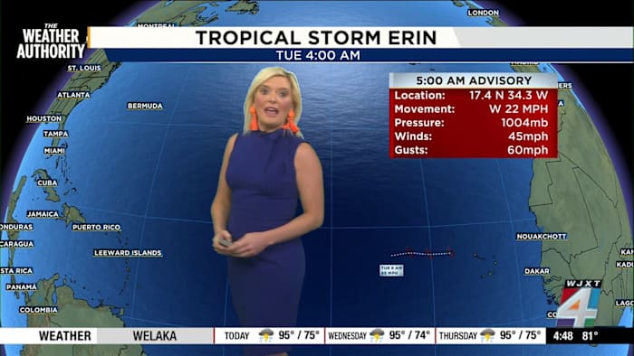 Jacksonville braces for sweltering week as tropical storm Erin threatens Atlantic