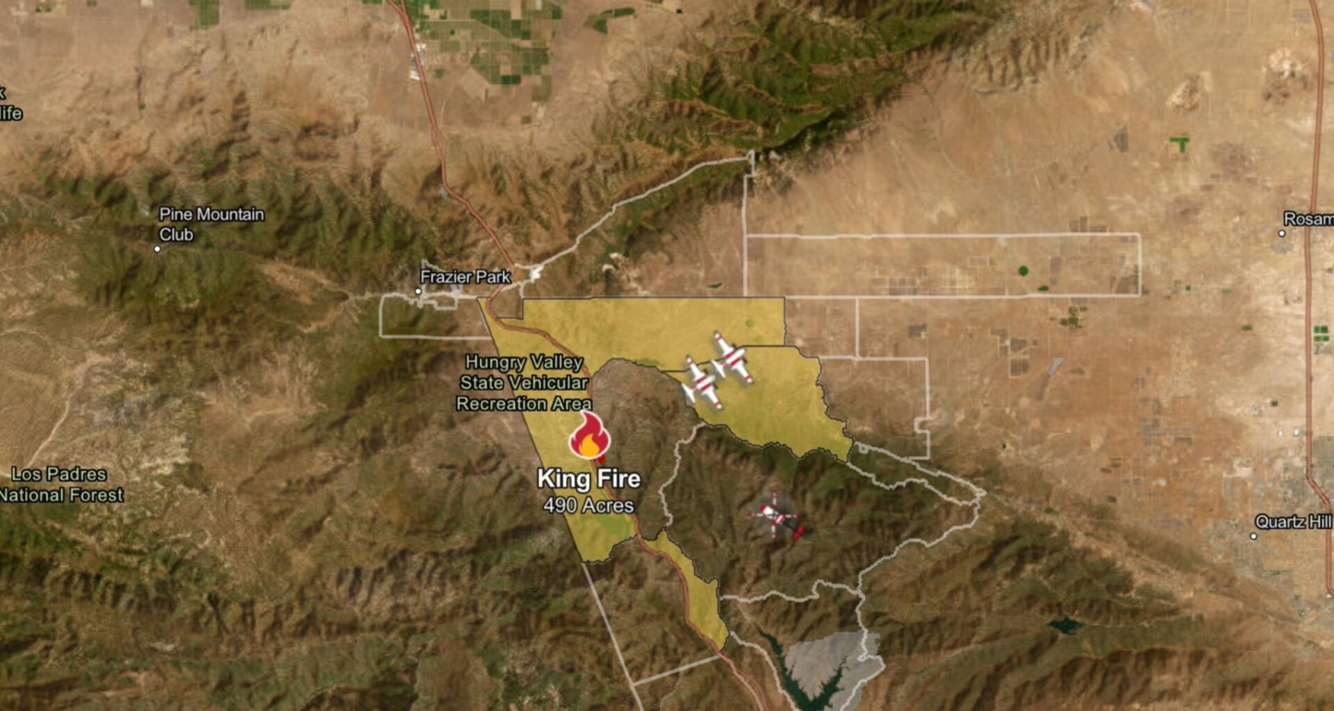 King Fire Map Los Angeles Wildfire