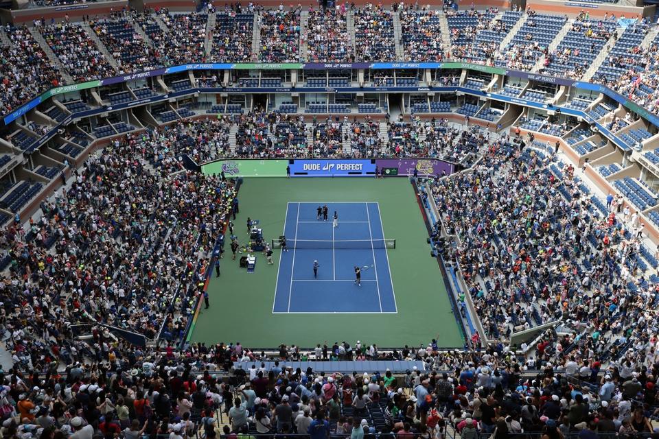 Overhead image of the tennis court at the 2024 US Open