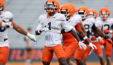 No. 12 Illinois football team in action at practice – Chicago Tribune