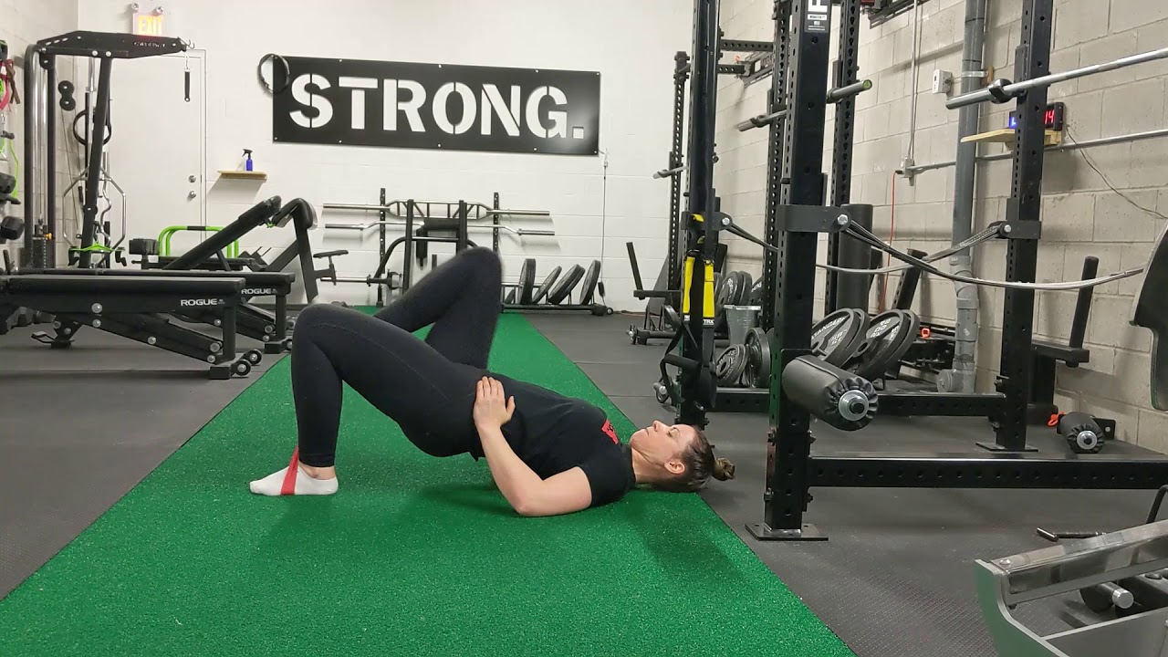 Glute Bridge March with Mini Band - YouTube