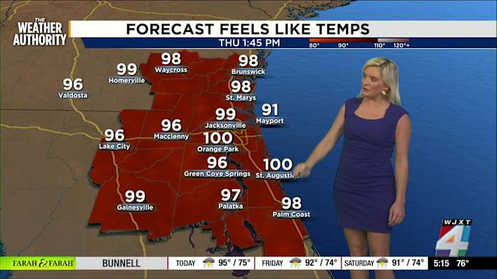 Jacksonville faces sweltering heat, afternoon storms as Hurricane Erin stirs up dangerous high surf