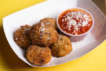 Crab and mozzarella arancini is the best-tasting savory dish at the State Fair of Texas in...