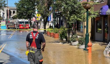 Water main break floods Main Street in Manayunk; fire, maintenance crews responding