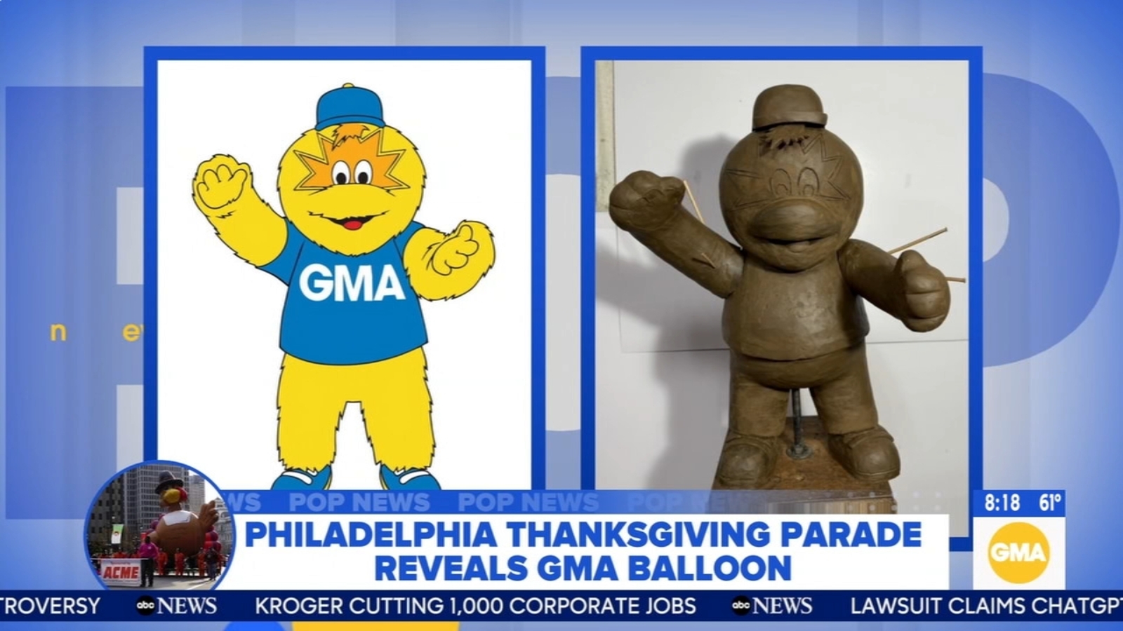 'GMA's mascot gets larger-than-life balloon that will appear in this year's 6abc Dunkin' Thanksgiving Day Parade