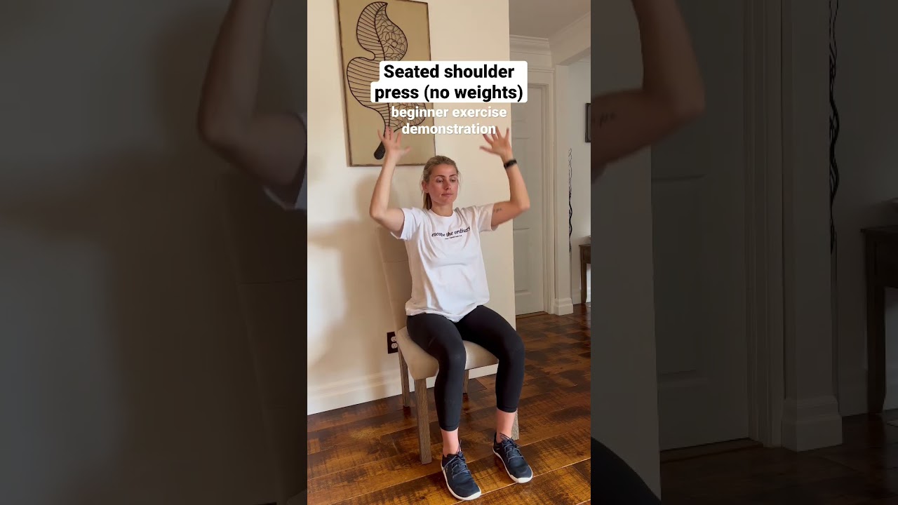 Seated shoulder press (no weights) (level 1 exercise demo) - YouTube