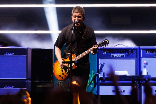 Noel Gallagher, singer and guitarist in the band Oasis, performs...