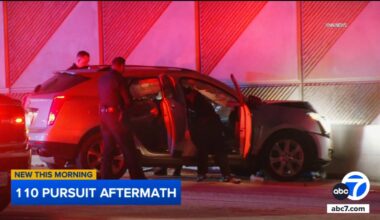 Chase suspect reportedly ejected after crashing on 110 Freeway in South Los Angeles