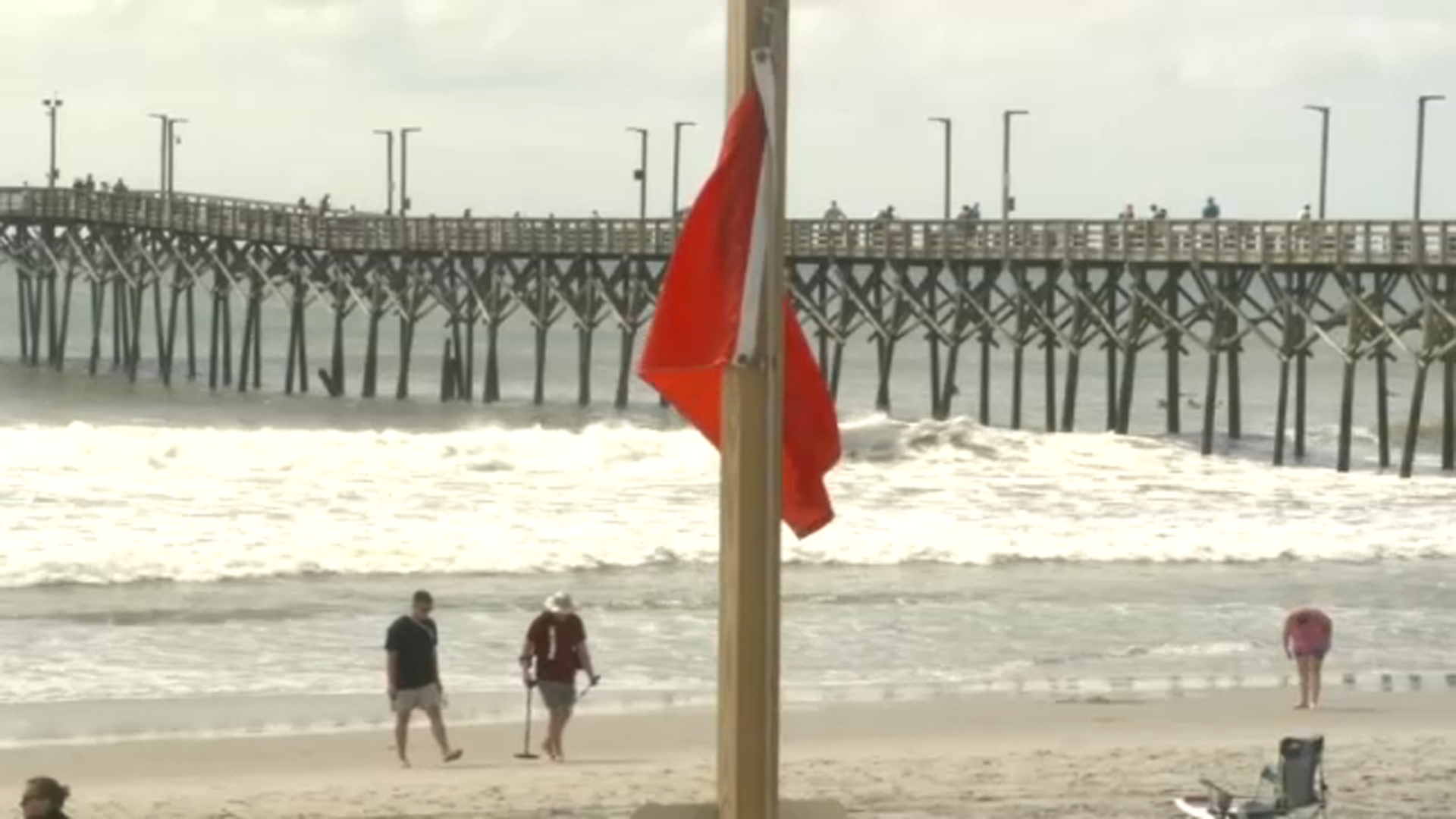 Red flags still flew all day long in Surf City and other beaches.