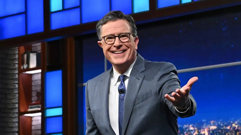  Stephen Colbert looking into the camera during The Late Show. 
