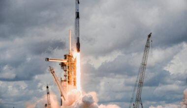 A SpaceX Falcon Nine rocket lifts off from Launch Complex 39A carrying NASA’s Crew-11 mission to the International Space S...