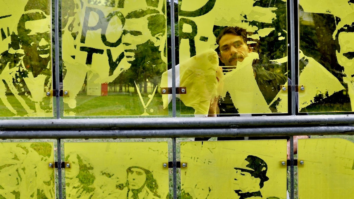 Philadelphia police barricades transformed into protest art