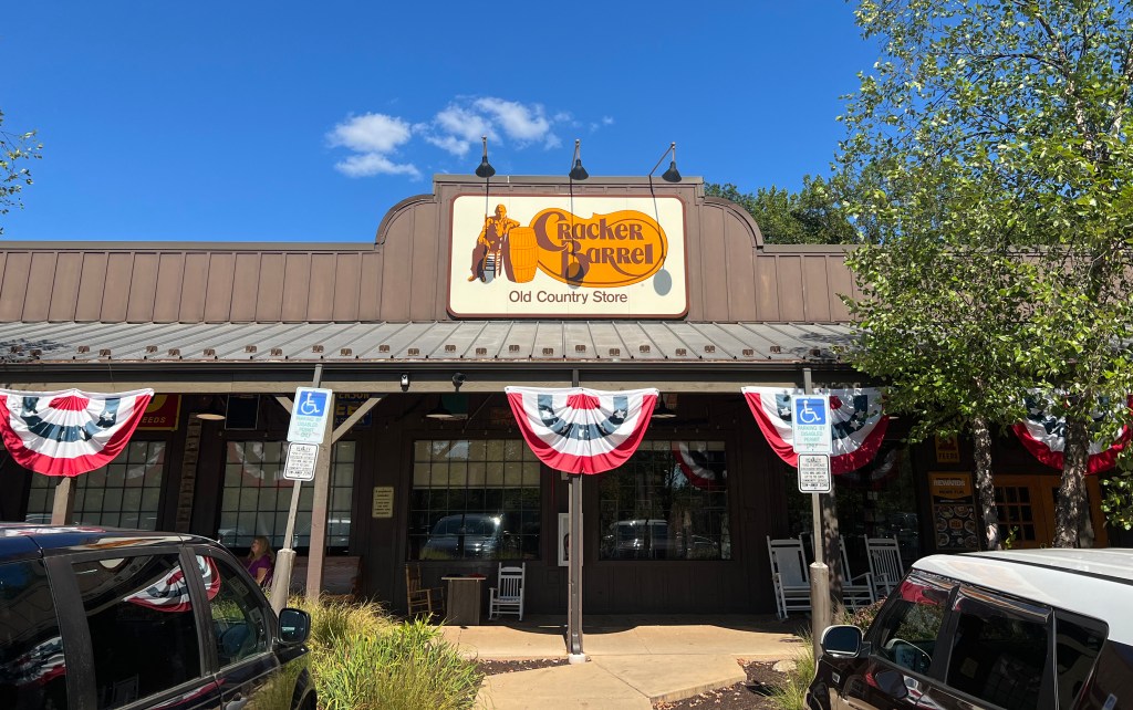 Exterior of a Cracker Barrel Old Country Store.