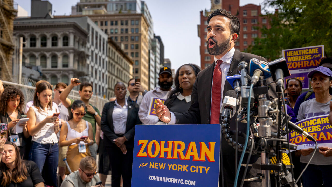NYC Mayoral Candidate Zohran Mamdani speaks during a press conference.