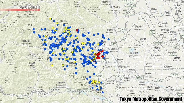 Map of bears spotted in Tokyo online