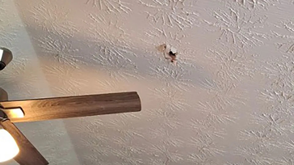 The meteorite traveled fast enough at an angle that it was able to pass through a homeowner’s roof, ductwork and ceiling. - Courtesy University of Georgia