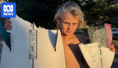 Shark attack at Tathra Beach leaves 9yo surfer's board in pieces