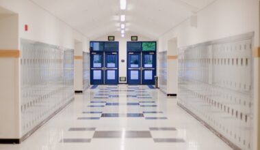 A photo inside a school hallway.