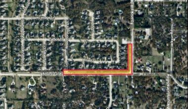 A map with a highlighted area where a new hike and bike trail will go.