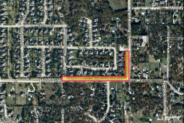 A map with a highlighted area where a new hike and bike trail will go.