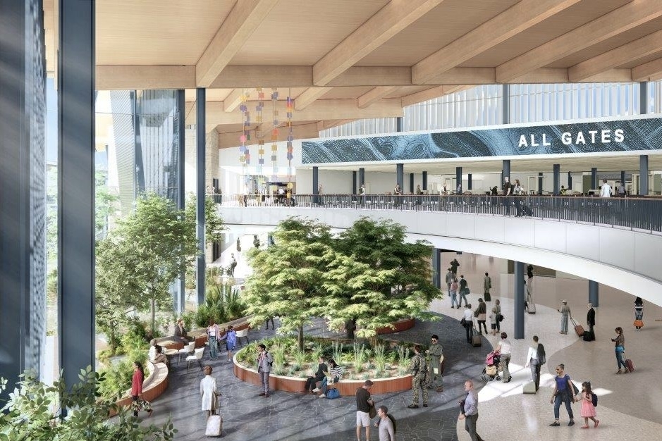 The new financing program will help bridge short-term funding gaps for the terminal development project. (Courtesy Corgan — Lake