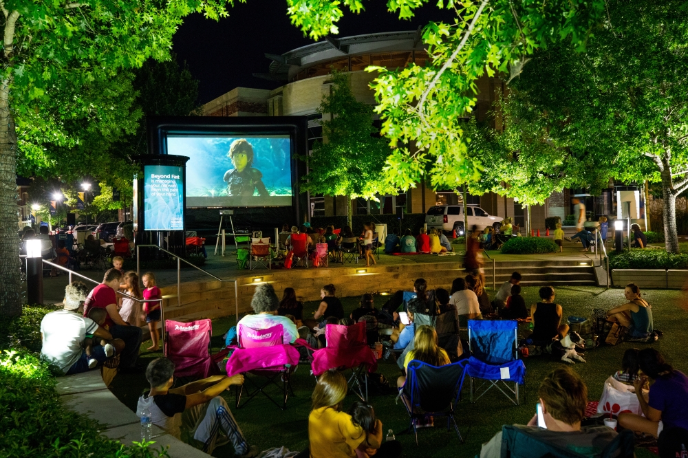 people watching a movie