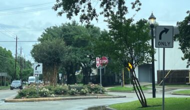 A street intersection in West University Place.