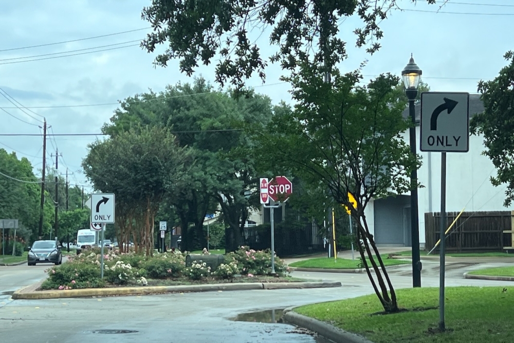 A street intersection in West University Place.