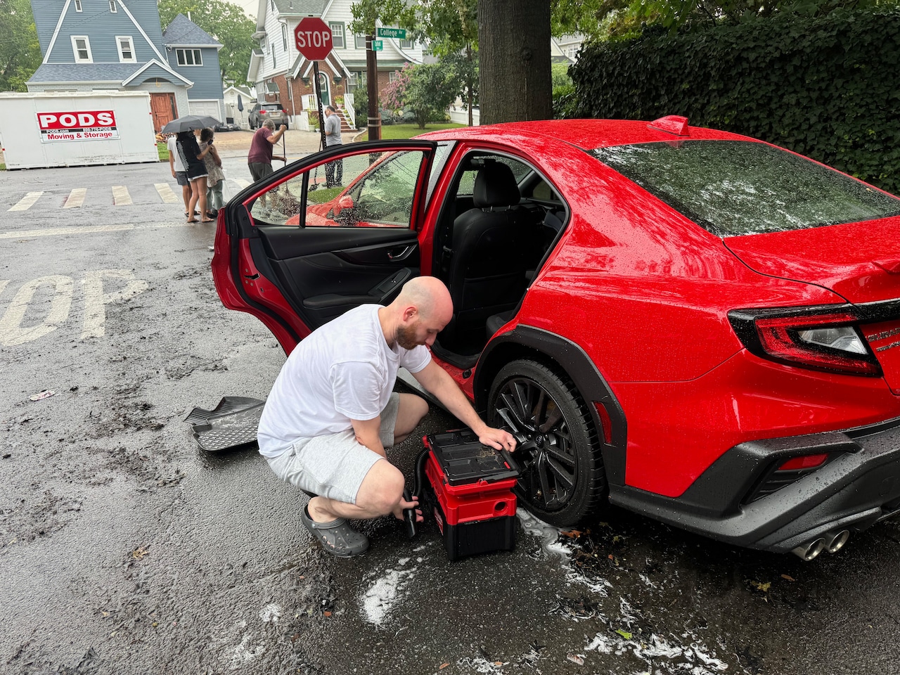 Watch: Shocking video shows storm water swamping streets, trapping Staten Island residents