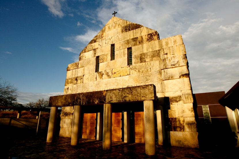 The outside of the church at the Cistercian abbey at Our Lady of Dallas in Irving. The...