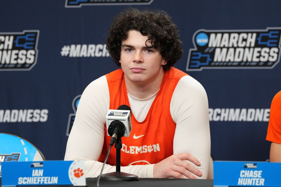 Ian Schieffelin, Clemson Tigers basketball player, at a press conference.