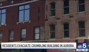 Residents evacuate downtown Aurora building after bricks fall from façade – NBC Chicago