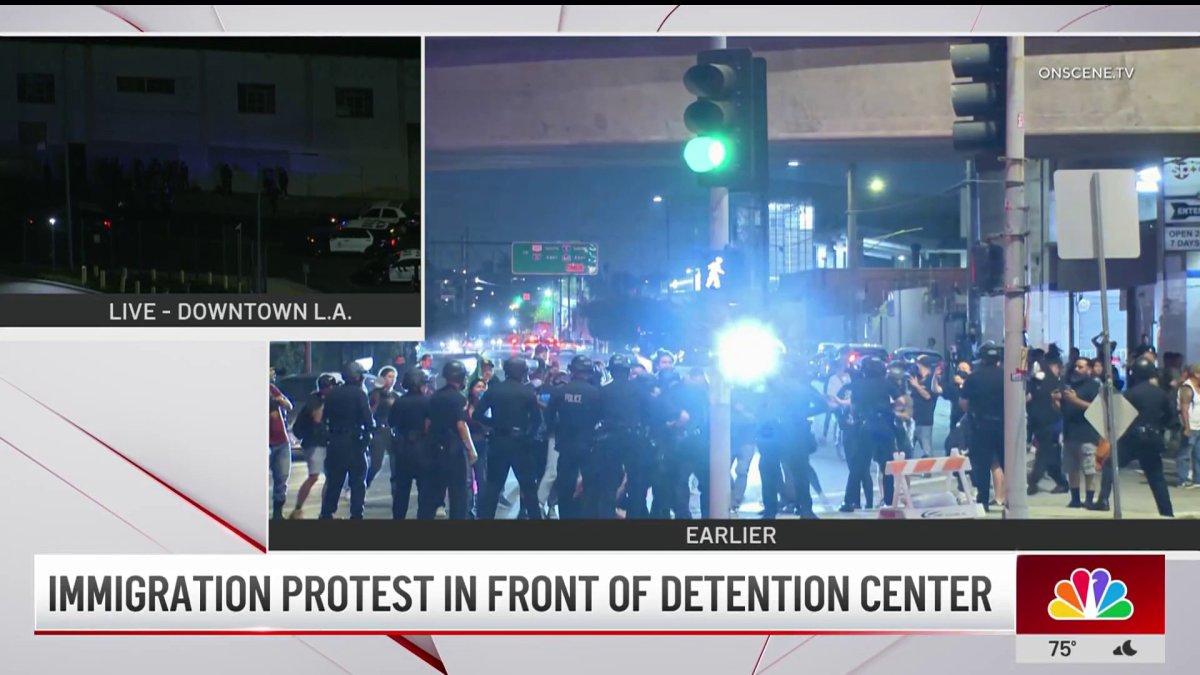 Several detained following protest outside downtown LA detention center – NBC Los Angeles