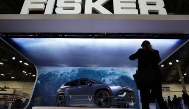 The Fisker Ocean SUV is displayed at the Fisker booth at CES 2022 at the Las Vegas Convention Center on January 5, 2022 in Las Vegas, Nevada.
