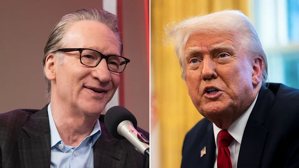 Bill Maher and Donald Trump split image