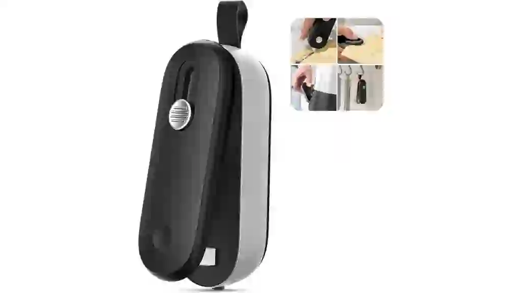 ODSD 2 in 1 Mini Bag Sealer - Heat Seal & Cutter with Lanyard, Portable Handheld Chip Bag Sealer for Snacks, Candies & Food Storage (Batteries Included)