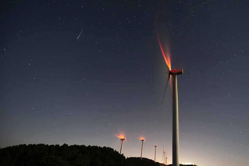 One of Perseid's meteors is captured soaring across the sky on Aug. 12, above Hatay, Turkey. 