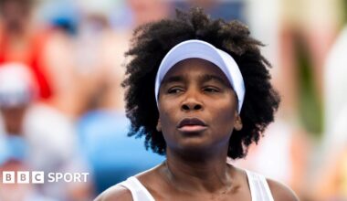 Emma Raducanu reacts during her Cincinnati Open defeat by Aryna Sabalenka