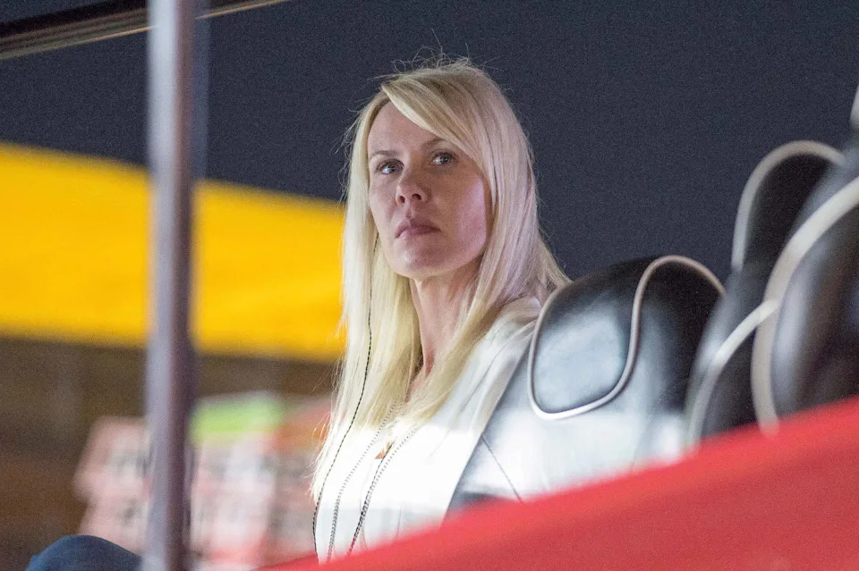 DeLana Harvick, wife of Sprint Cup Series driver Kevin Harvick, during the Duck Commander 500 at Texas Motor Speedway.