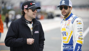 An image of NASCAR drivers Ryan Blaney and Chase Elliott