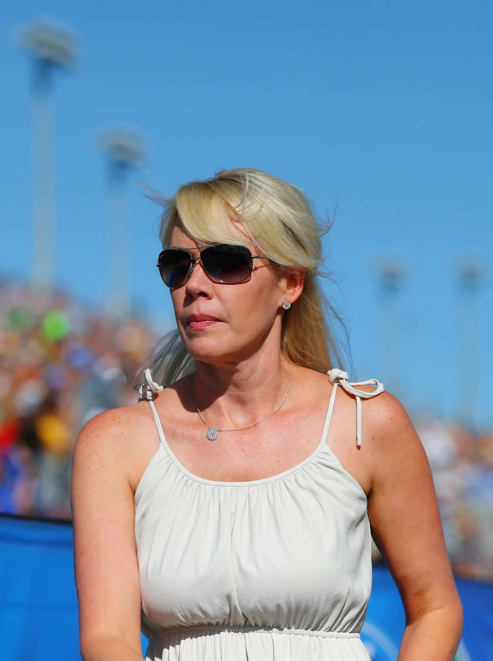 Delana Harvick , wife of NASCAR Sprint Cup Series driver Kevin Harvick, during the Ford EcoBoost 400 at Homestead-Miami Speedway.