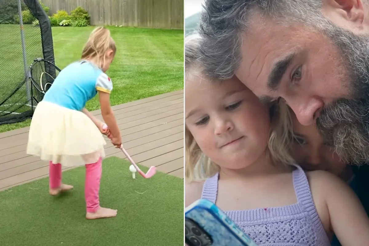 Jason Kelce's Daughter Wyatt, 5, Almost Causes a 'Disaster' on Video as Her Dad Teaches Her How to Swing a Golf Club