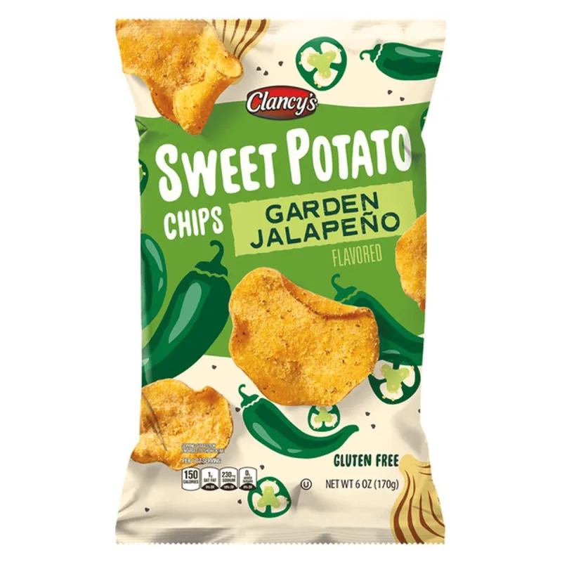 Clancy's Sweet Potato Chips Garden Jalapeno Flavored<p><a href="http://aldi.us" rel="nofollow noopener" target="_blank" data-ylk="slk:Aldi;elm:context_link;itc:0;sec:content-canvas" class="link ">Aldi</a></p>