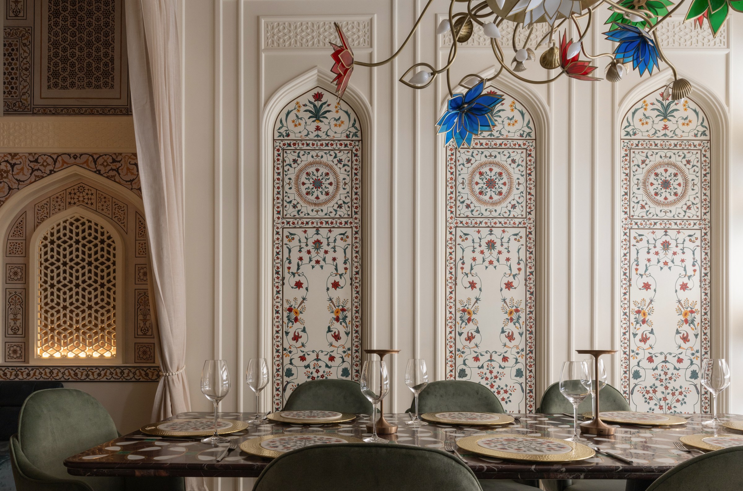 A restaurant dining room.