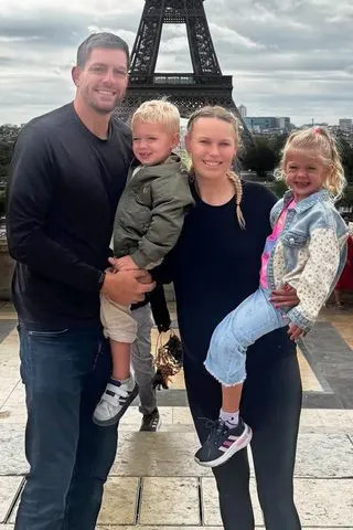Caroline Wozniacki/Instagram Caroline Wozniacki with her husband David Lee and their two kids Olivia and James in June 2025.