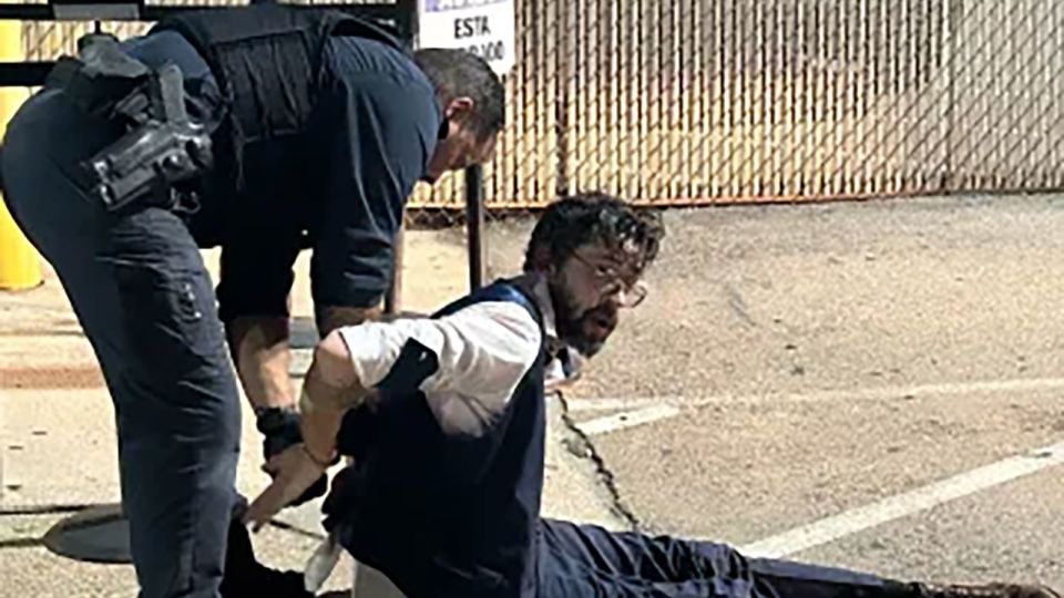 Bratton Dean Wilkinson was arrested after he claimed to have a bomb in his backpack at the entrance of the entrance of the Dallas Field Office of the US Immigration and Customs Enforcement on Monday, August 25. - Dept. of Homeland Security