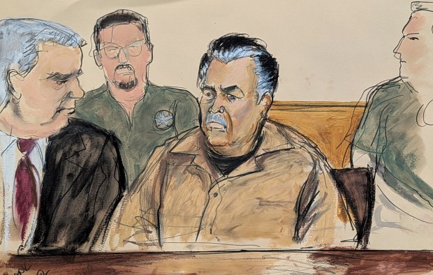 In this courtroom sketch, Ismael "El Mayo" Zambada Garcia appears in federal court in Brooklyn in September 2024.
