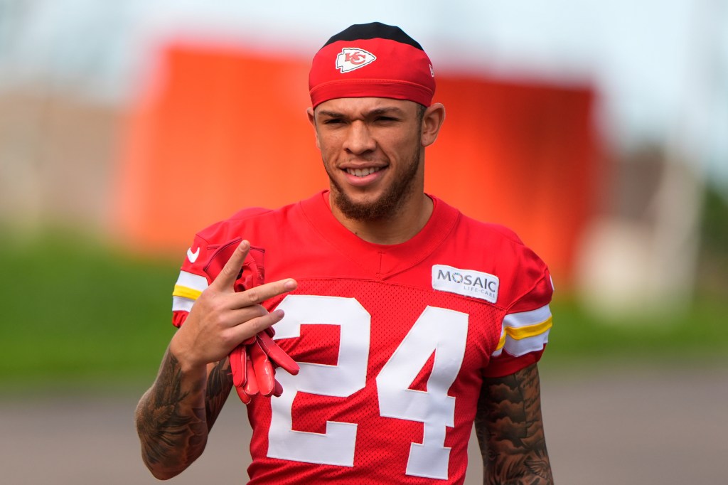 Kansas City Chiefs football player wearing number 24.